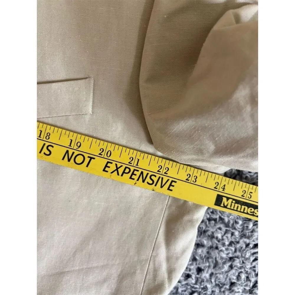 Men's Beige Blazer Jacket Size 48 Classic Formal Notch Lapel